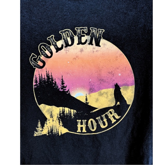 Golden hour soft cropped tee sunset wolf graphic tee - Picture 2 of 4